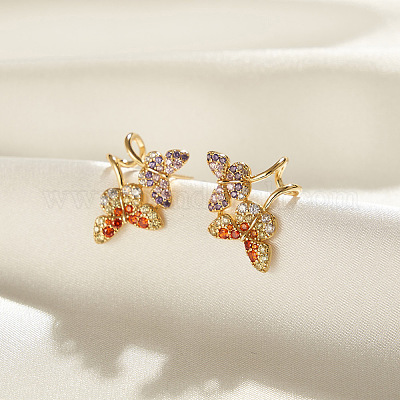 925 стерлинговый серебристый микропроволочный кубический серьги из циркония EJEW-K284-06G-1