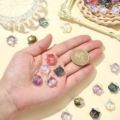 100шт 5 цвета стеклянные подвески GLAA-CJ0002-34-1