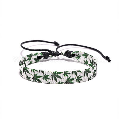 Плетеные браслеты из ткани и вощеного шнура с напечатанным узором в виде кленового листа для мужчин и женщин FS-WG27F11-01-1