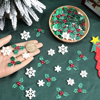 160шт 4 вида стилей Рождественская тема непрозрачные кабошоны из смолы RESI-SC0005-80A-1