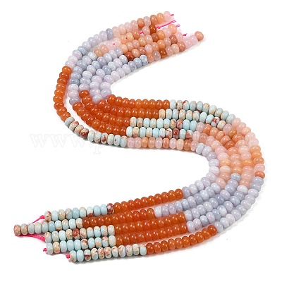 Нити градиентных бусин из натурального белого нефрита G-NH0006-A08-01-1