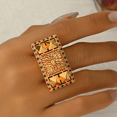 Латунные микропаве кубические цирконии геометрические регулируемые кольца для женщин OQ0008-4-1