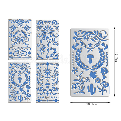 4x7 Inch Flower Wood Burning Metal Stencils Template for Wood carving,  Drawings,Woodburning, Engraving and Scrapbooking Project