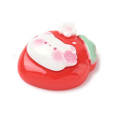 Кабошоны из непрозрачной смолы с изображением медведя-клубники CRES-D301-01F-1