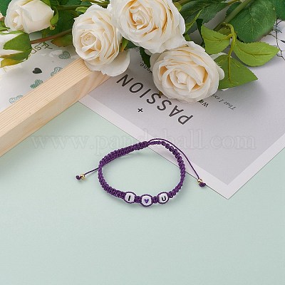 Регулируемые браслеты из вощеного полиэстера с плетеными бусинами BJEW-JB05846-05-1