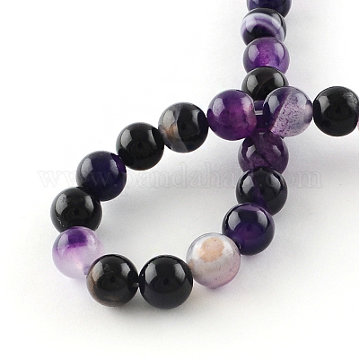 Окрашенные натуральные полосатые агат / полосатый агат круглых бортовых нитей G-R342-4mm-03-1