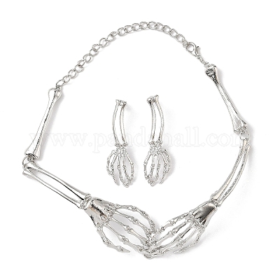 Ожерелья с подвесками и серьги-гвоздики из сплава для женщин SJEW-B021-01P-1