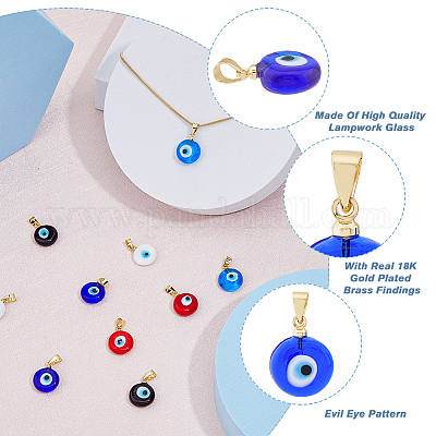 20 шт. 5-х цветные подвески ручной работы в стиле лэмпворк от сглаза LAMP-HY0001-03-1
