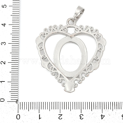 Подвеска в форме сердца из латуни с кабошоном KK-S521-12P-1