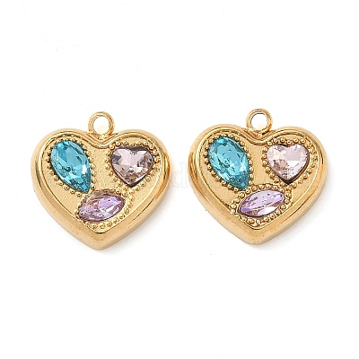 Подвески в форме сердца из нержавеющей стали 304 STAS-H483-37G-02-1