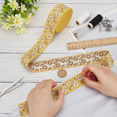 10 ярд полиэфирные ленты с вышивкой в этническом стиле OCOR-FG0002-24B-1