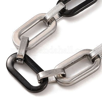 201 браслет из нержавеющей стали с овальными звеньями BJEW-B078-69EBP-1