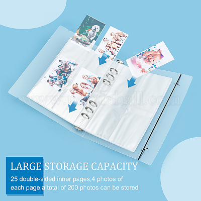 A5 PVC Photo Album, with Inner 6 Ring Photocard Binder and Pages Sheets,  for 3 Inch Photo Collection, Rectangle, White, 244x186x37.5mm, compartment