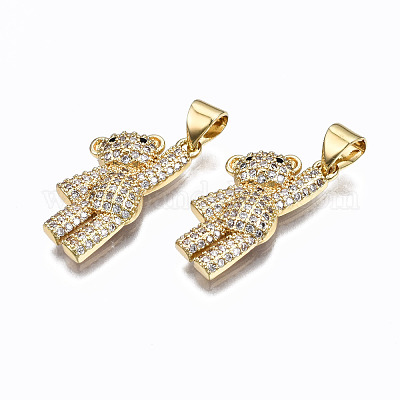 Латунные микропаве прозрачные подвески с фианитом ZIRC-S067-040-NR-1