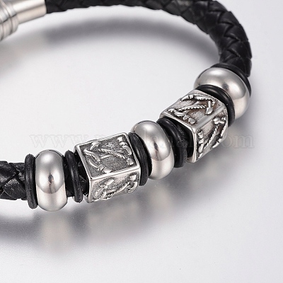 Плетеные браслеты шнур кожаный BJEW-H560-23-1