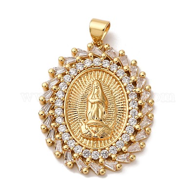 Латунные микропаве прозрачные подвески с фианитом KK-U076-13G-1