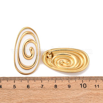 Овальные серьги-гвоздики из нержавеющей стали 304 EJEW-A136-04G-1