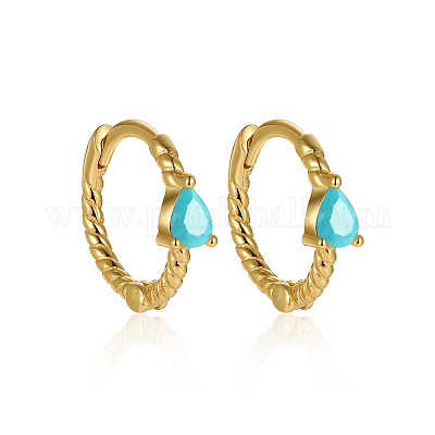 Простые серьги-кольца из стерлингового серебра s925 витой формы со слезинкой NS9884-6-1