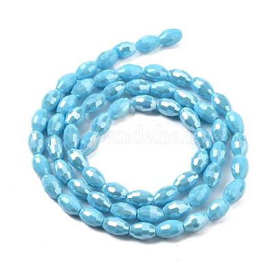 Стеклянные бусины с гальваническим покрытием  EGLA-A037-P6x8mm-B06-1