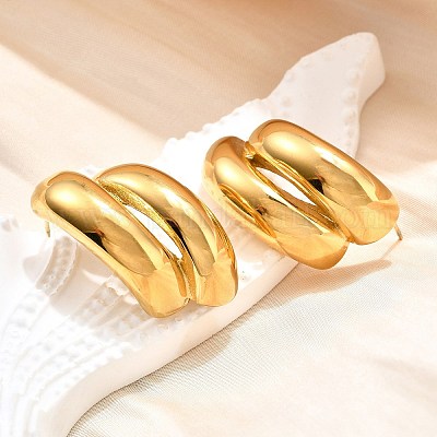 Серьги-гвоздики из нержавеющей стали 304 с ионным покрытием (IP) EJEW-G395-01G-1