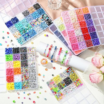 Наборы для изготовления браслетов из полимерной глины и стеклянных бусин своими руками DIY-YW0011-15-1