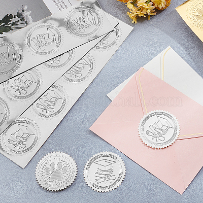 CRASPIRE Gold Foil Achievement Stickers 2 Inch Gold Embossed Foil Seals  48pcs Gold Diploma Seal with 48pcs Red Ribbon Decoration Sticker, Self