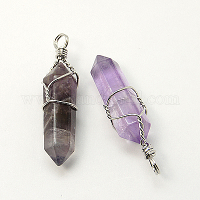 Подвески из натурального аметиста с двойным окончанием и острым концом G-J062-02P-1