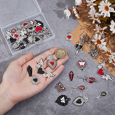 32шт 16 стиля подвески из сплава с эмалью FIND-ME0001-97-1