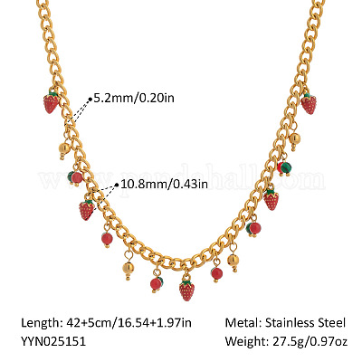 Ожерелья-нагрудники с кисточками из нержавеющей стали 304 с рисунком фруктов DU8784-1-1