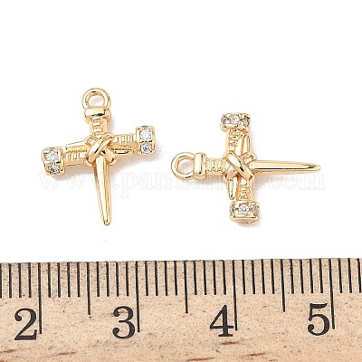 Латунные микропаве прозрачные подвески с фианитом KK-L254-12G-1