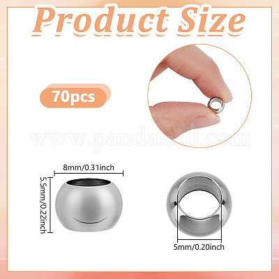 70 шт. европейские бусины из нержавеющей стали STAS-NB0001-96A-1