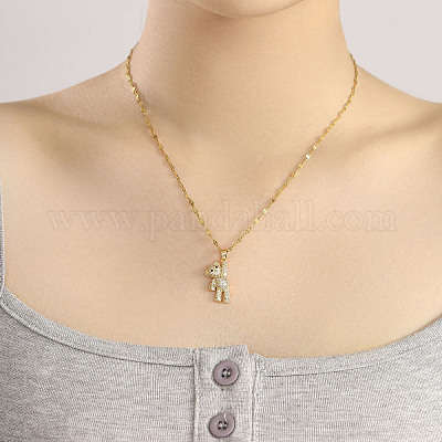 Элегантные модные латунные сверкающие прозрачные кубические цирконии мини-подвеска в виде медведя ожерелья для ключицы для женщин DD6983-1