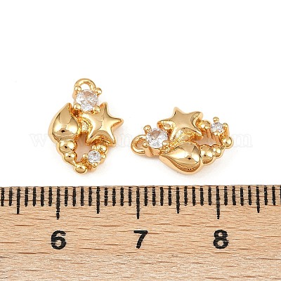 Подвески из латуни с микропаве из кубических цирконий на тему океана KK-F902-08T-G-1