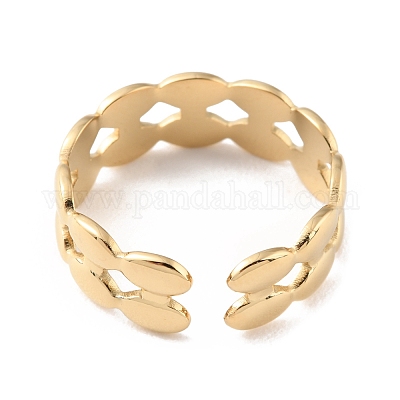 Овальные открытые манжетные кольца из нержавеющей стали 304 RJEW-D002-45G-1