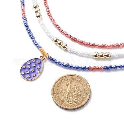 Набор ожерелий из бисера с имитацией стеклянных семян NJEW-JN04013-1