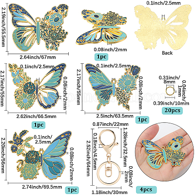 Наборы для самостоятельного изготовления брелоков-подвесок в виде бабочек из эмалевого сплава DIY-SP0003-10A-1