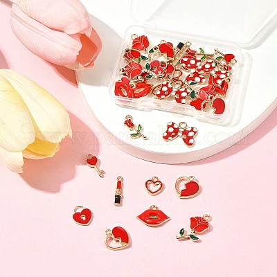 40 шт. 10 стиля ко Дню святого Валентина сплав с эмалевыми подвесками ENAM-FS0002-39-1