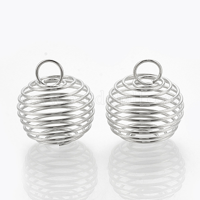 Полые фонари железной проволоки бусины клетке подвески X-IFIN-N001-02P-1