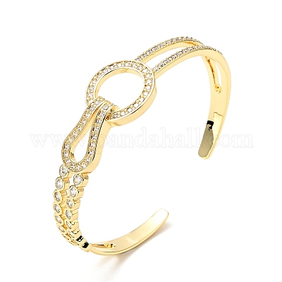 Прозрачный кубический циркониевый узел открытый браслет-манжета BJEW-J165-14G-1