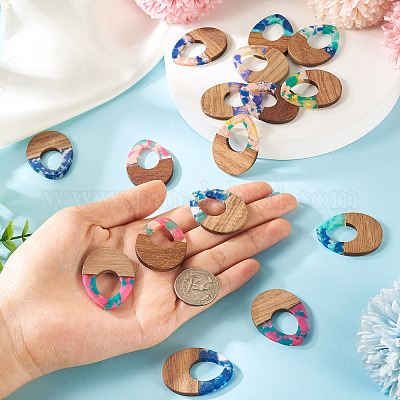 16 шт. подвески из 8-х цветов из смолы и ореха FIND-TA0006-36C-1