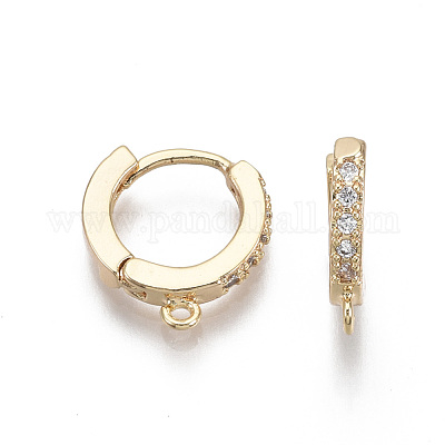 Латунные серьги-кольца из микро-паве с фианитами KK-T063-012-NF-1