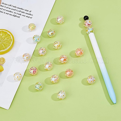 24 шт. 6-цветные прозрачные акриловые бусины с УФ-покрытием&nbsp;TACR-DC0001-11-1