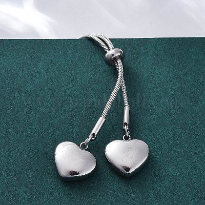 Ожерелья-лариаты из нержавеющей стали 304 с круглыми цепочками-змейками и сердцем NJEW-R026-26P-1