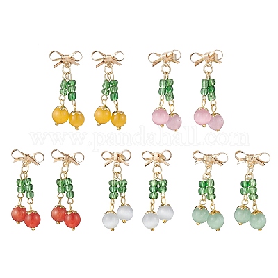 5 пара сережек-гвоздиков «кошачий глаз» EJEW-JE06495-1