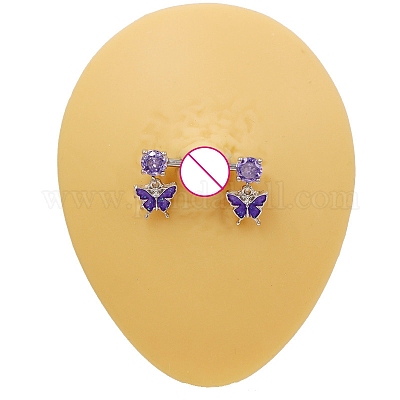 6 комплект колец для сосков из хирургической нержавеющей стали 316l с кубическим цирконием WGE45DD-07-1