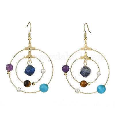 Серьги-подвески в форме планеты из нержавеющей стали 304 EJEW-TA00338-1