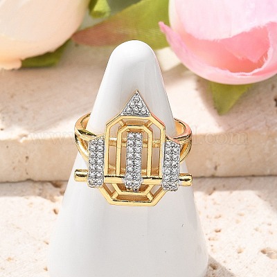 Кольца-манжеты для пальцев с микропаве из прозрачных кубических цирконий из латуни для женщин RJEW-U033-01GP-1