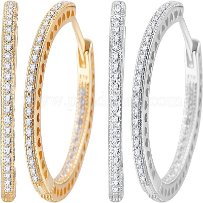 4 шт. 2-х цветные латунные серьги-кольца для женщин EJEW-BBC0001-77B-1