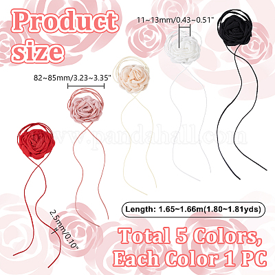 5 шт. 5-х цветный тканевый цветочный воротник-чокер ожерелья AJEW-GA0007-38-1