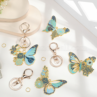Наборы для самостоятельного изготовления брелоков-подвесок в виде бабочек из эмалевого сплава DIY-SP0003-10A-1